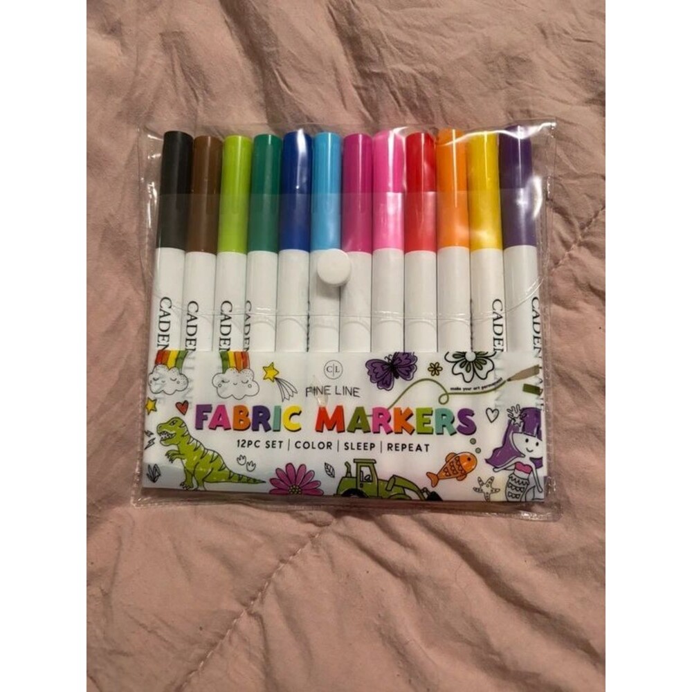 Caden Lane Fabric Markers 12 Pack Fine Tip Permanent Color Textile Craft Pens
